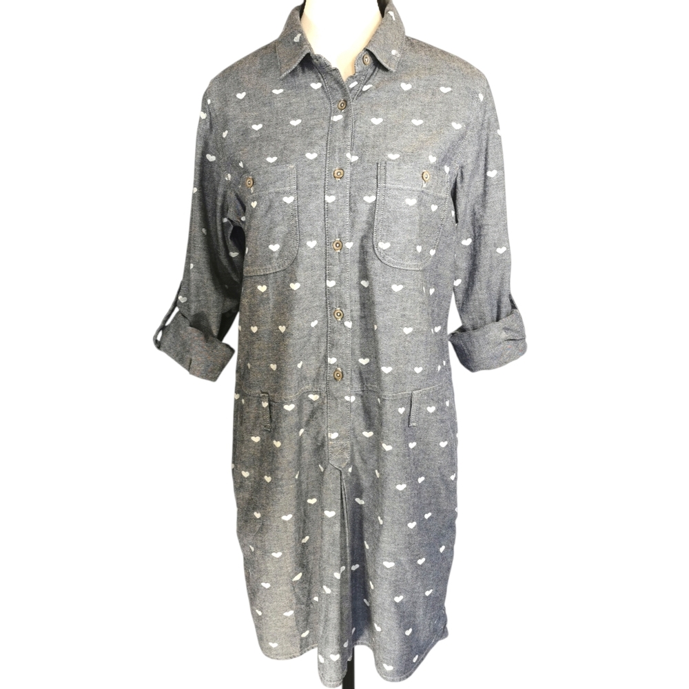 AG Adriano Goldschmied Chambray Heart Shirt Dress Mini Size M